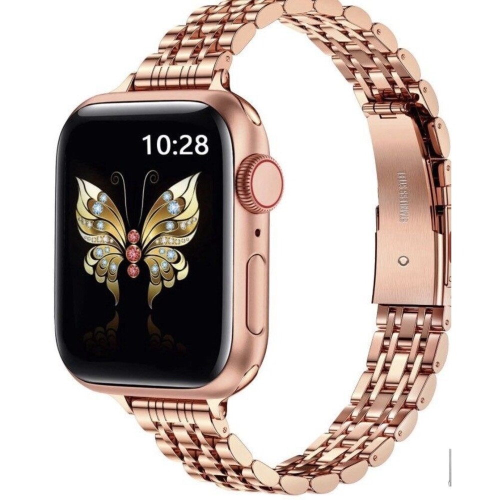 Slim Metal Strap Compatible with Apple Watch Series 9 41mm Rose Gold